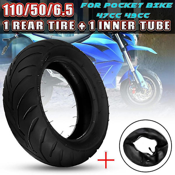 Fram- och bakdäck + innertub 90/65/6.5 110/50/6.5 för 47cc 49cc Mini Pocket Bike  [dB} 90 65 6.5