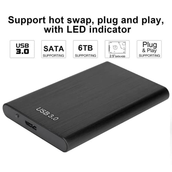2,5-tommer SATA USB 3.0 bærbar drevkabinet til 7-9,5 mm ekstern harddisk SSD (sort) - SPR[DB]
