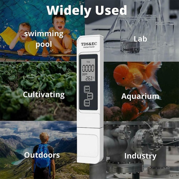Tds Ec -mittarin digitaalinen vedenlaadun testeri 0-9999 ppm mittausalue Veden puhtauslämpötilamittarin testeri