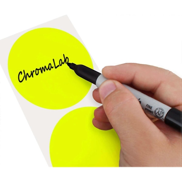 Tarrat, 5 cm pyöreät, irrotettavat värikooditarrat, 500 per rulla [db] Fluorescent Yellow