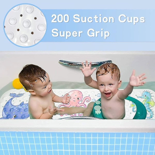 Antislip Badematte 100x40cm, Antislip Badekarmatte Med 200 Sugkopper Pvc Material {Db}