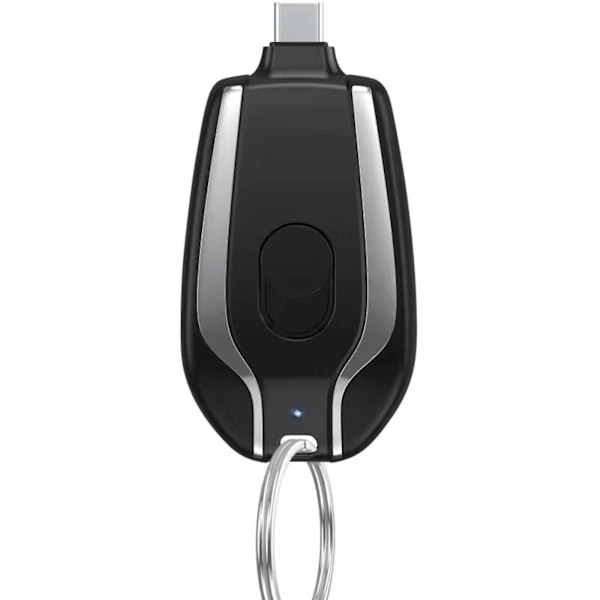 Nøglering Portable Oplader 1500mAh Mini Power Emergency Pod, Hurtig Opladning Power Bank Batteripakke, Nøglering Mobiltelefonoplader {db} for iphone-black