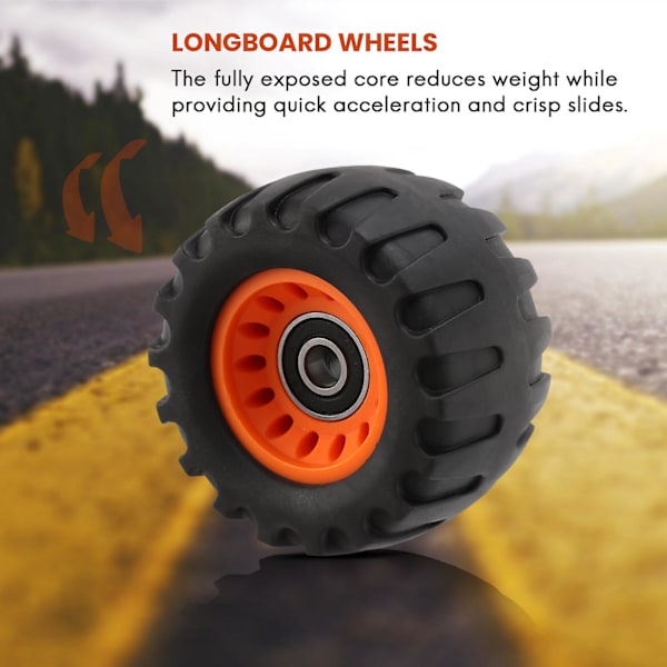 Off-road skateboard longboard hjul veidamping hjul dansebrett runde (sett med 4 inneholder lagersleeve)