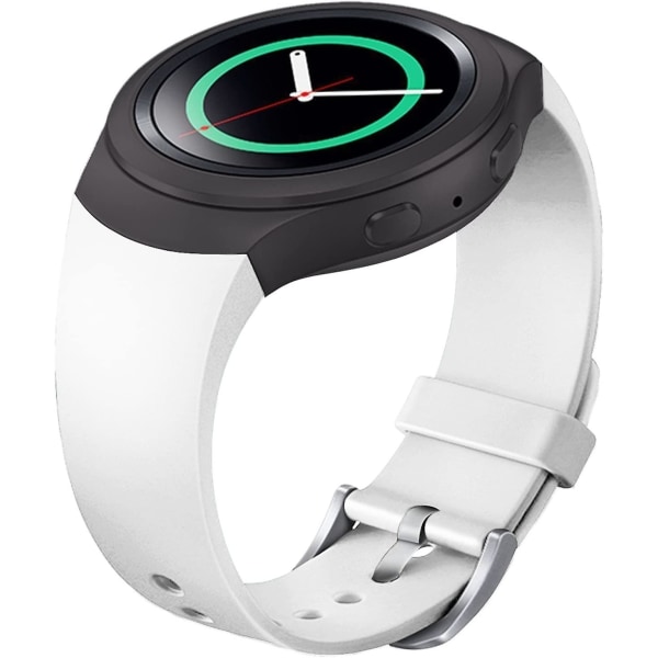 Mjukt silikon sportarmband ersättning rem kompatibel med Samsung Gear S2 Smart Watch Sm-r720 Sm-r730 version endast (vit)