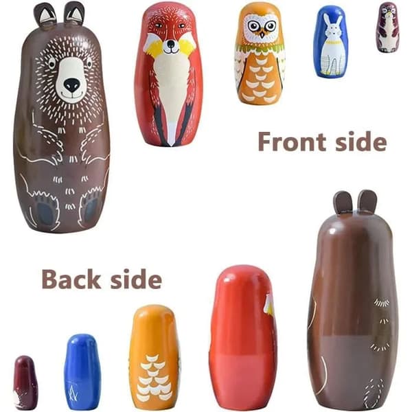 Ryska Matryoshka-dockor, 5-delars set, Trädockor, Djurdockor, Present till födelsedagar och jul (DB)
