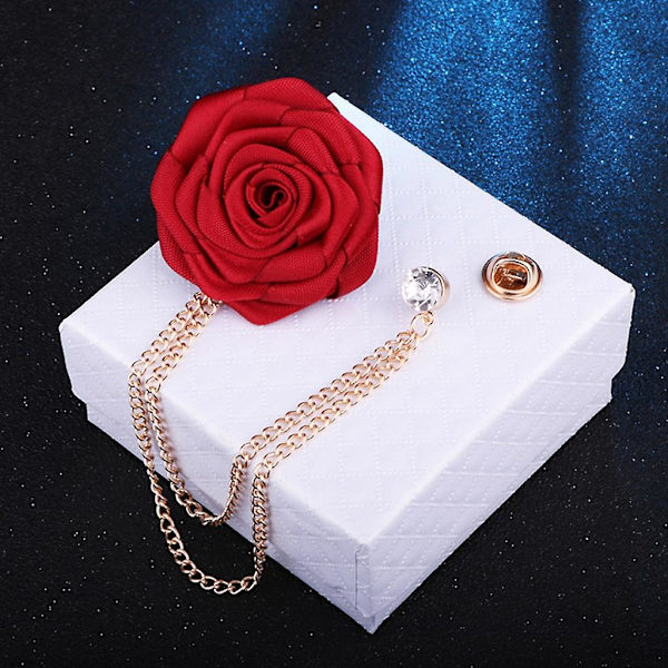 Rosblommor Lapel Nål Herrar Bröllop Handgjord Brosch Knapphål Brudgummar [DB] Blue