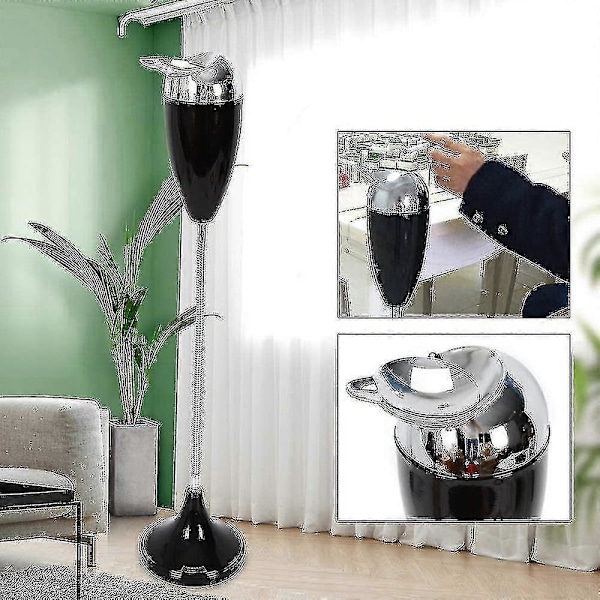 Justerbar Höjd 75cm Flexibel Cigarett Askkopp Golvställ Med Lock Kompatibel Toalett Vardagsrum Limit(svart) [db]