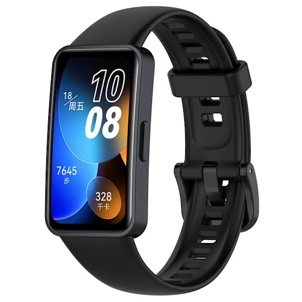 Huawei Band 8 silikoninen kellon ranneke, hengittävä pehmeä ranneke soljella [DB] Black Type H Huawei Band 8