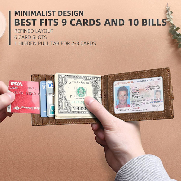 Slim plånböcker för män Rfid Money Clip Wallet Herr Front Pocket Minimalist Wallet