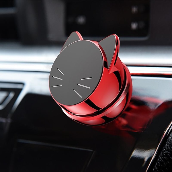 Praktisk telefonholder 360 grader roterbar pc-katter form magnetisk biltelefonstativ for daglig bruk Jikaix Red