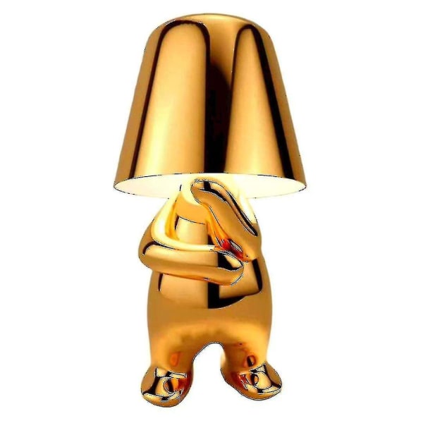 Nattbordslampe med berøring, Gold Thinker-lampe, trådløs, oppladbar, bærbar, dekorativ nattbordslampe med USB-lading [DB] gold B