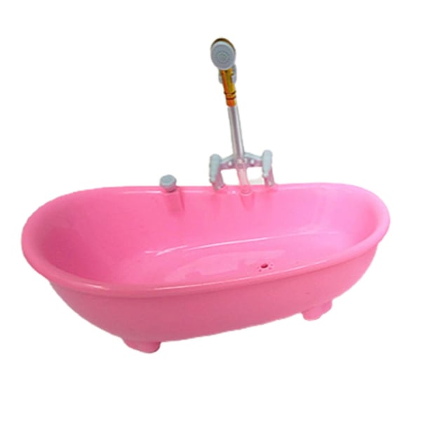 ZHOUBA Elektrisk docka badkar spouting vatten ljud miniatyr dockhus badkar för 1/6 dockor Db Pink