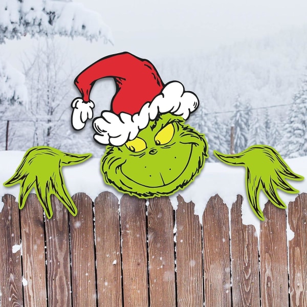 3 stk Grinchs Fence Peeker,grinchmas Decor For Tree,grinchs Tree Topper For Whoville julepynt