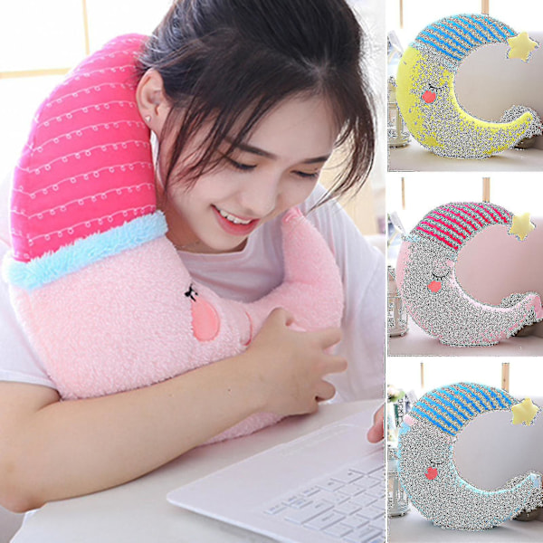 Plush Plysch Kudde Mjuk Söt Fullt Fylld Mysig Touch Sov Accompany Cartoon Doll Soffa Ornament Kreativ Cartoon Moon Doll Kastkudde [Db] Yellow