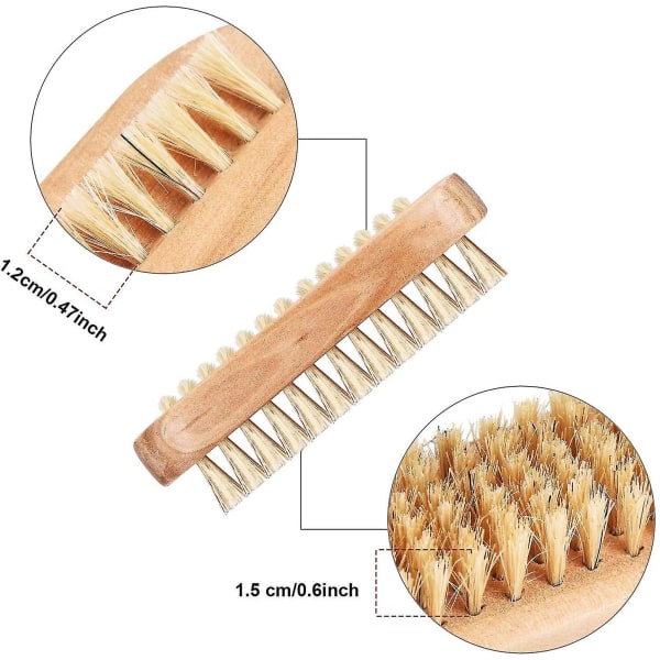 6 st Nail Brushes Trä Nail Cleaning Brushes Dubbelsidig Scrub Wood Nail