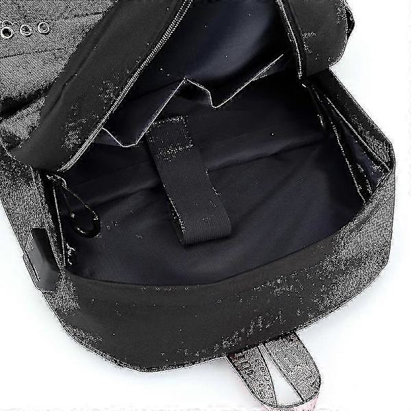 Blackpink Ryggsäck USB Laddningsbar Ryggsäck Student Skolväska {Db} Black