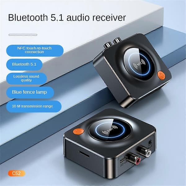 Bluetooth 5.1 Audio Receiver Trådløs AUX 3.5mm RCA NFC Dobbelt Audio Interface Jack Stereo Adapter [DB]