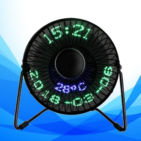 Mini Desktop Usb Led Clock Køleblæser Bærbar Realtime Kalender Temperatur