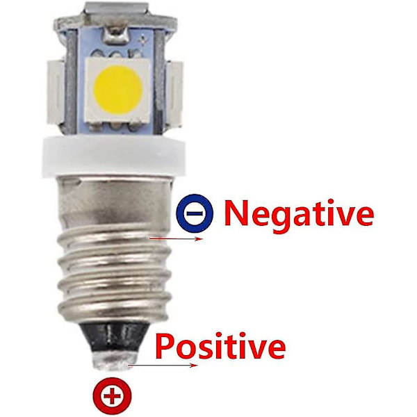 10 st E10 12v Kallt vitt LED-lampor 5smd 0,5w 50lm Lampcool Vitt Db