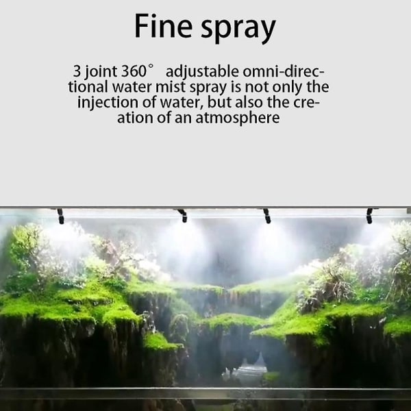 Mius Reptiler Fogger Mist Sprinkler Regnskov Tank 360 Justerbar Akvarium Akvatiske Kæledyr Kølesystem [DB] Black