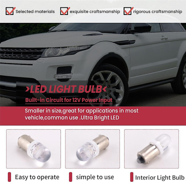 20 st BA9S 1895 H6W 53 57 Bajonett LED-lampor för bilkartlampa 12V Vit [DB] Silver