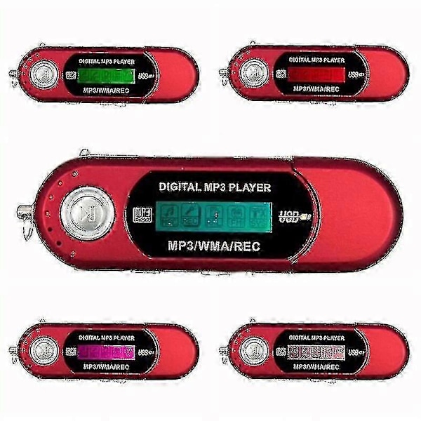 USB MP3-spiller Bærbar Musikkspiller Digital LCD-skjerm 4 GB Lagring FM-radio Multifunksjonell MP3-musikkspiller USB-pinne - JV [DB] Red
