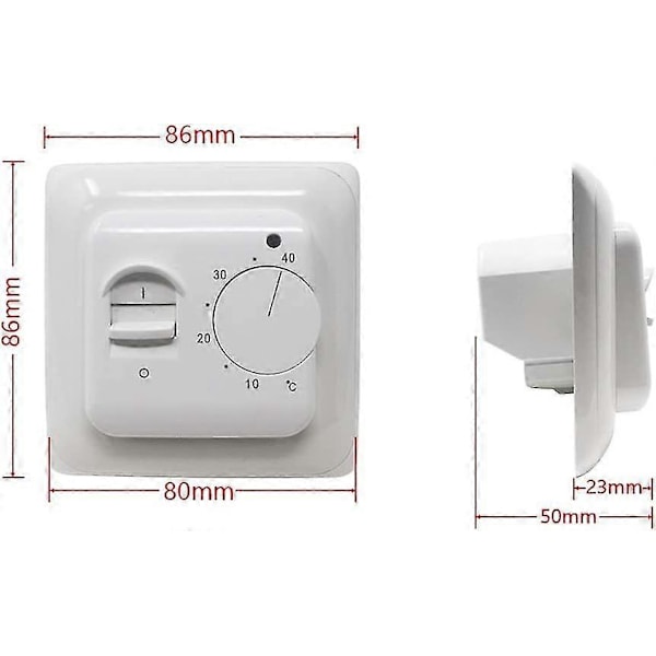 Manuell Golvvärmetermostat 220V 16A, Elektrisk Golvvärmeregulator Mekanisk Rumstermostat Med Golvsensorprob 1st [db]