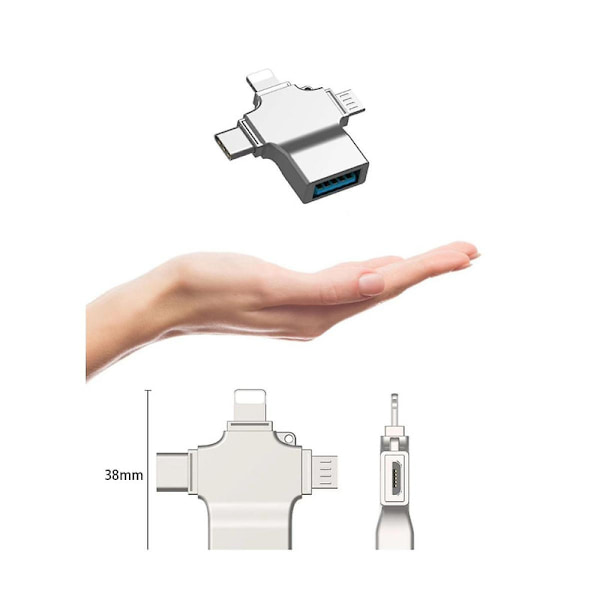 SD-kortlæser Micro-kort Adapter 4 i 1 USB 3.0 Micro-Sd til USB-kortlæser USB til Interface OTG Adaptador DB As Shown