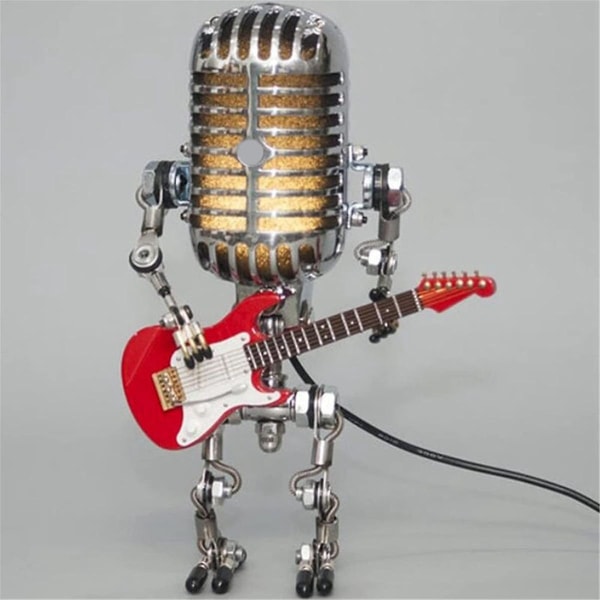 Retrostil Vintage Mikrofon Robot Skrivbordslampa, Vintage Mikrofon Robot Touch Dimmer Lamp Bord La