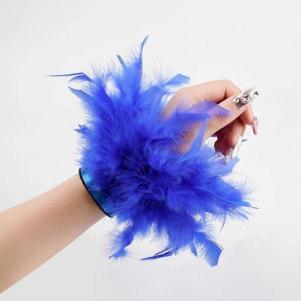 1 Pari Höyhenrannekoru Säädettävä Nauha Ylelliset Kerroksittaiset Höyhenet Korut Nauharannerengas Halloween Cosplay Juhlat Tarvikkeet [db] Royal Blue