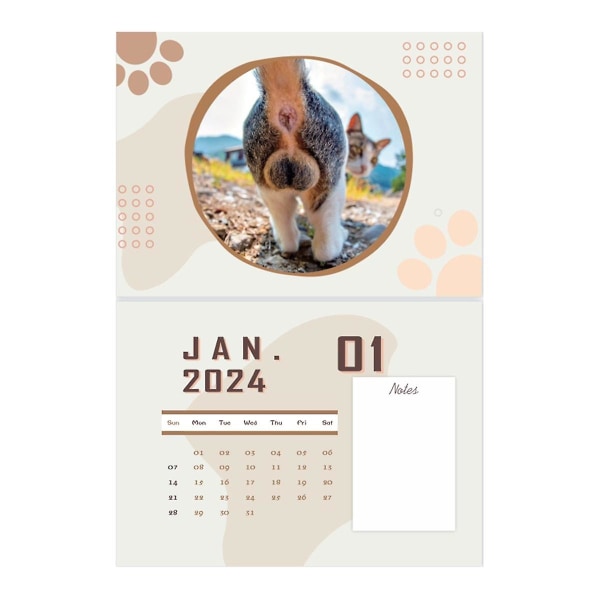 Cats Butt Calendar 2024 tuo ja persoonallisuutta päiviisi