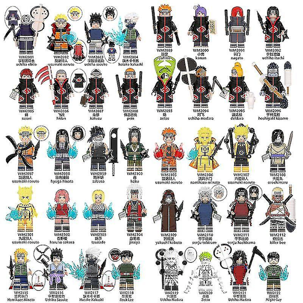 Naruto Rökta Byggstenarna Uzumaki Naruto Uchiha Med Jordflagga Trä Kakashi Singel Plug-in Leksak db 3 random minifigures