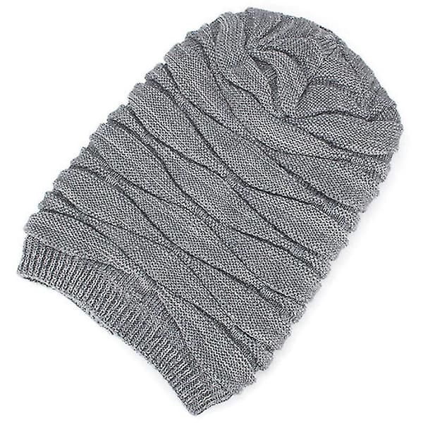 Unisex Oversized Slouch Lång Beanie Hatt Vinter Varm Stickad Wrap Cap db Grey