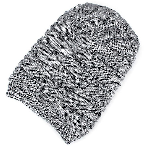 Unisex Oversized Slouch Lang Beanie-lue Wintervarm Strikket Wrap-lue db Grey