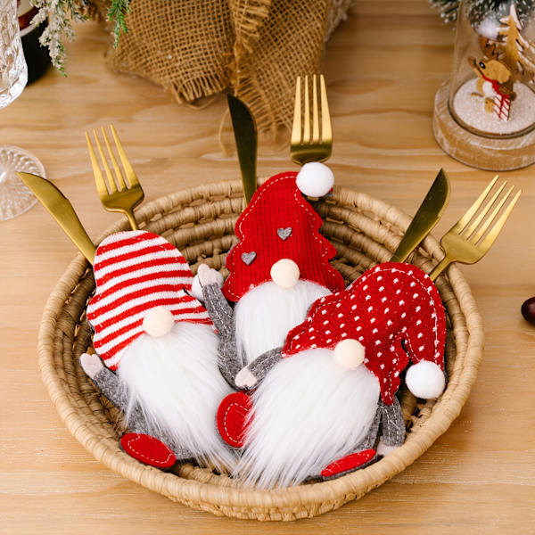 6-pack, Festlig Tomte-Gaffelöverdrag - Perfekt för Julunderhållning och Heminredning 6pcs