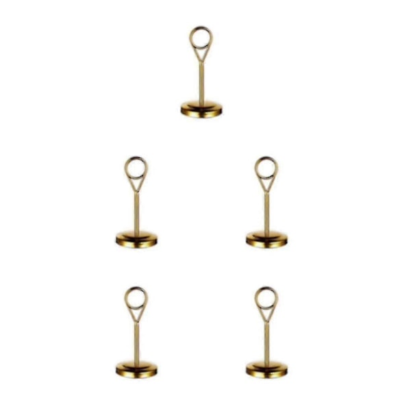 1/2/3/5 Ruostumattomasta Teräksestä Valmistettu Pöytänumeronpidike Merkkiteline Kuvateline [DB] Gold 10cm 5PCS