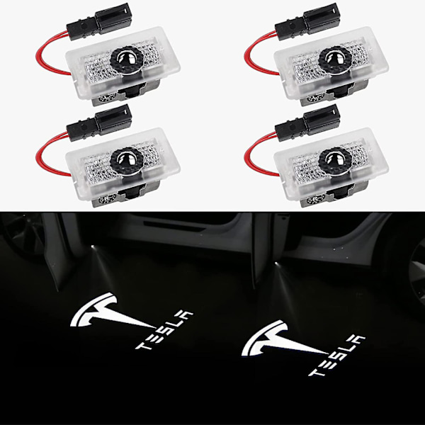 Tesla bildörrslampa projektor för modell 3, modell Y, modell S, modell X - 4 st/förpackning [db]