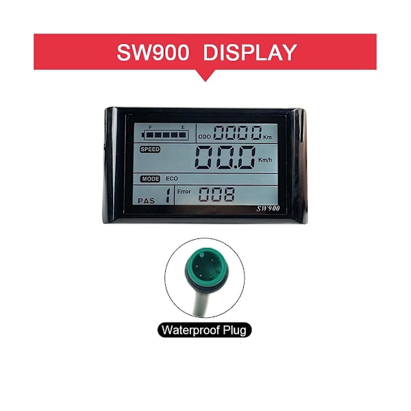 Ebike Sw900 Lcd Display Control Elektrisk Cykel Hastighedsmåler Vandtæt Stik Rekord Instrument Cont [DB]