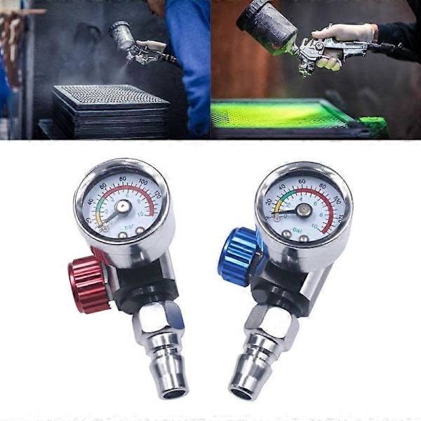 Y9RE 1/4 Sprutpistol - Tryckregulator med Mätare Lätt att Installera för Luftverktyg db Blue