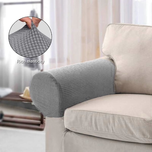 2 stk./sett Sofa Armlenebeskyttere For LeneStoler, Sofaer, Sklisikre Armlenetrekk til LeneStoler Elastisk Stol Sofa Armbeskytter Stretch db Light grey