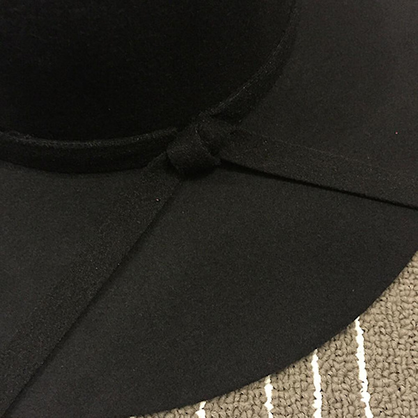 Vintage Dame Bredskygget Floppy Varm Uld-look/effekt Hat db Black