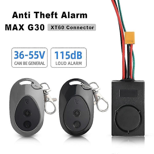 XT60 för Ninebot Max G30 36-55V 115db Säkerhetslarm Fjärrkontroll Elsparkcykel Del DB