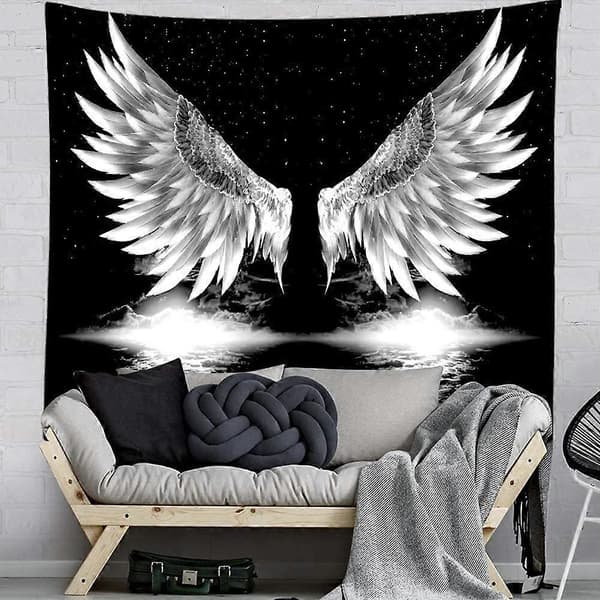 Svartvit väggbonad, psykedelisk boho trippy estetik för sovrum vardagsrum studentrum, 150*100cm[DB]
