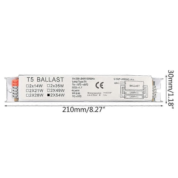 220-240V Bredspänning T5 Elektronisk Förkopplingsdon Fluorescerande Lamp Förkopplingsdon för Hemmet [DB] 1x28W