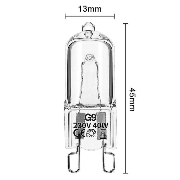 20 stk G9 Halogenpære 40w Dc230v Innendørs Halogen G9 Lampe Krystallpære  [dB}