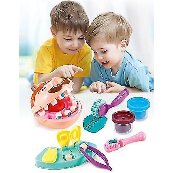 Kids Little Dentist Play Dough Set Toy Doctor Drill and Fill Playset Playdough Lelusetti-yvan [DB]