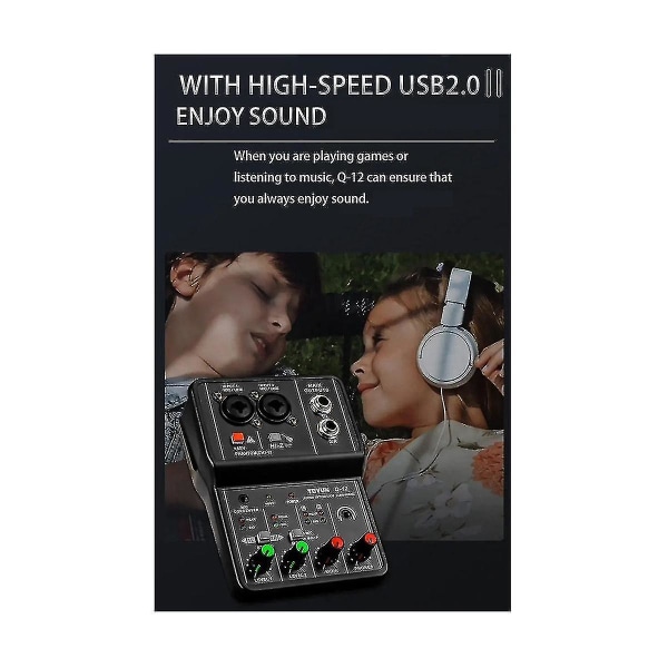 Q12 Computer Recording Sound Card 2-kanals Mono 16bit/48khz Recording Mixer Usb Drive-fri lyd