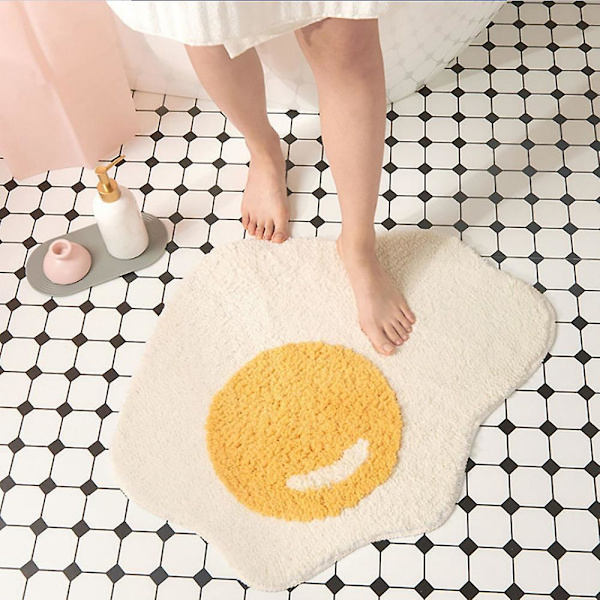 Pocherat ägg Matta Barn Golvmatta Cartoon Matta Anti-Slip Golvmatta Mjuk Bekväm Absorbe [db] Beige Yellow
