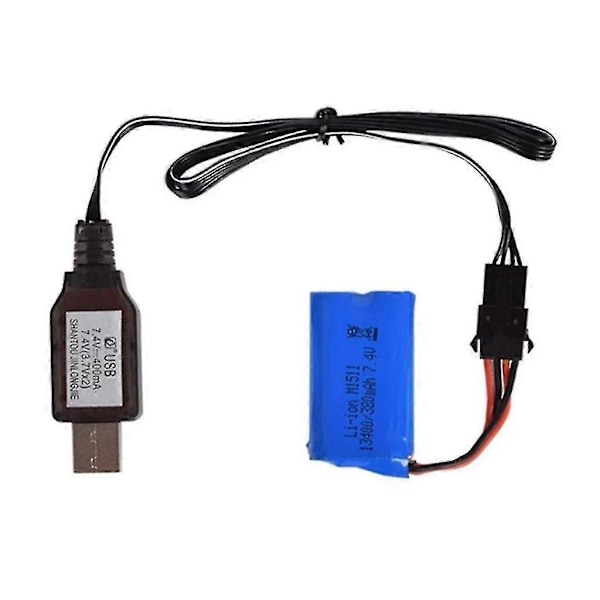 Li-ion Batterioplader til Elektriske RC Legetøjsbiler Båd - 7.4V 3.7V X2 - USB Kabel Inkluderet [DB]