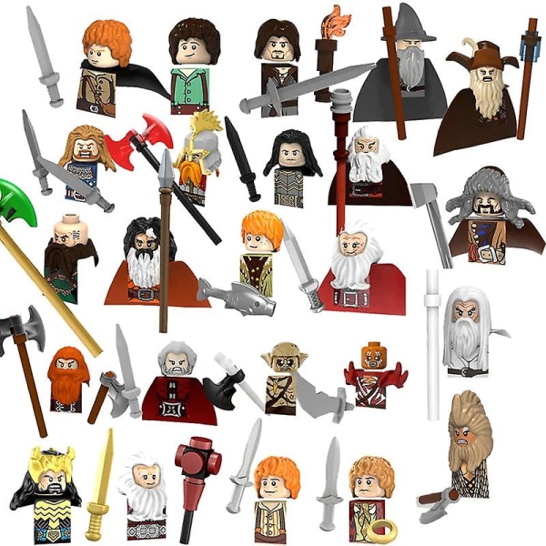 Nye middelalderske dvergorktrollveiviser hobbited figurer tilbehør modellbyggesteiner lotr murstein leker for barn gaver Db Set 04